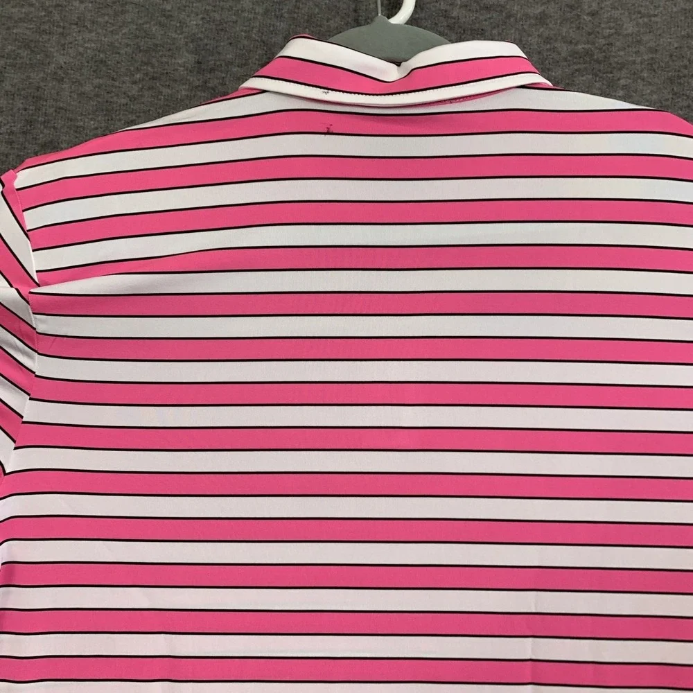 RLX Ralph Lauren Polo Shirt Mens XL Pink Stripe Golf Performance‎ Stretch Summer